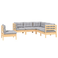 vidaXL 5 pcs conjunto lounge de jardim c/ almofadões cinza pinho