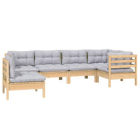 vidaXL 6 pcs conjunto lounge de jardim c/ almofadões cinza pinho