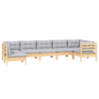 vidaXL 7 pcs conjunto lounge de jardim c/ almofadões cinza pinho