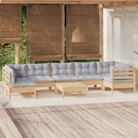 vidaXL 8 pcs conjunto lounge de jardim c/ almofadões cinza pinho