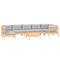 vidaXL 8 pcs conjunto lounge de jardim c/ almofadões cinza pinho