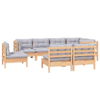vidaXL 8 pcs conjunto lounge de jardim + almofadões cinza pinho maciço