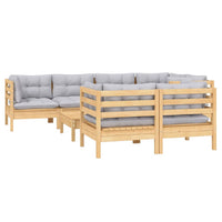 vidaXL 8 pcs conjunto lounge de jardim + almofadões cinza pinho maciço