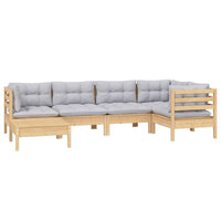 vidaXL 6 pcs conjunto lounge de jardim + almofadões cinza pinho maciço