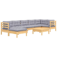 vidaXL 8 pcs conjunto lounge de jardim + almofadões cinza pinho maciço