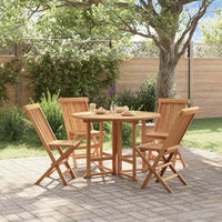 vidaXL 5 pcs conjunto jantar dobrável p/ exterior madeira teca maciça