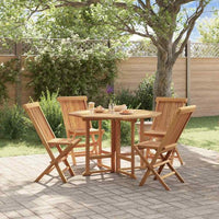 vidaXL 5 pcs conjunto jantar dobrável p/ exterior madeira teca maciça