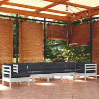 vidaXL 8 pcs conjunto lounge de jardim + almofadões cinza pinho maciço