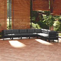 vidaXL 8 pcs conjunto lounge de jardim + almofadões cinza pinho maciço