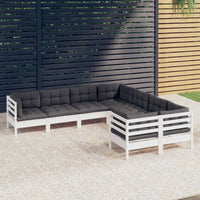 vidaXL 8 pcs conjunto lounge de jardim + almofadões cinza pinho maciço