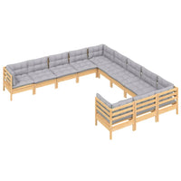 vidaXL 11 pcs conjunto lounge de jardim c/ almofadões cinza pinho