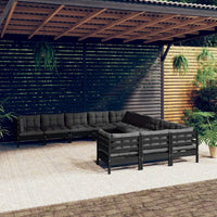 vidaXL 11 pcs conjunto lounge de jardim c/ almofadões cinza pinho