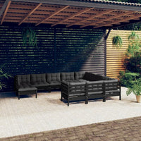 vidaXL 11 pcs conjunto lounge de jardim c/ almofadões cinza pinho