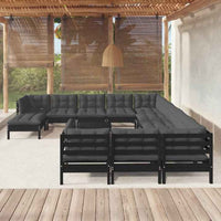 vidaXL 13 pcs conjunto lounge de jardim c/ almofadões cinza pinho