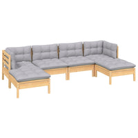 vidaXL 6 pcs conjunto lounge de jardim c/ almofadões cinza pinho
