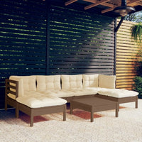 vidaXL 7 pcs conjunto lounge de jardim c/ almofadões cinzentos pinho