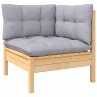 vidaXL 10 pcs conjunto lounge de jardim c/ almofadões cinzentos pinho