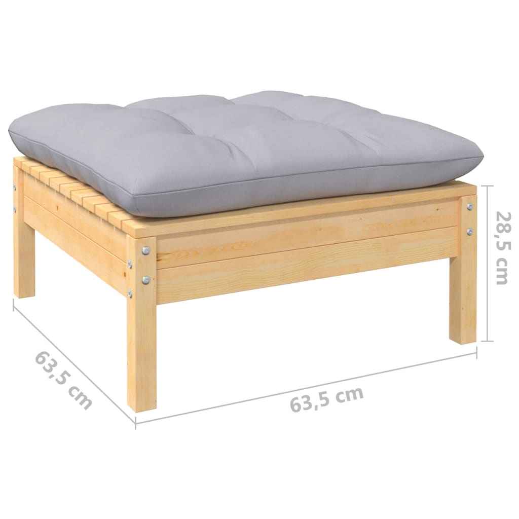vidaXL 10 pcs conjunto lounge de jardim c/ almofadões cinzentos pinho