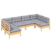 vidaXL 6 pcs conjunto lounge de jardim + almofadões cinza pinho maciço