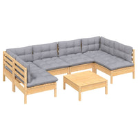 vidaXL 7 pcs conjunto lounge de jardim + almofadões cinza pinho maciço