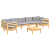 vidaXL 8 pcs conjunto lounge de jardim c/ almofadões cinza pinho