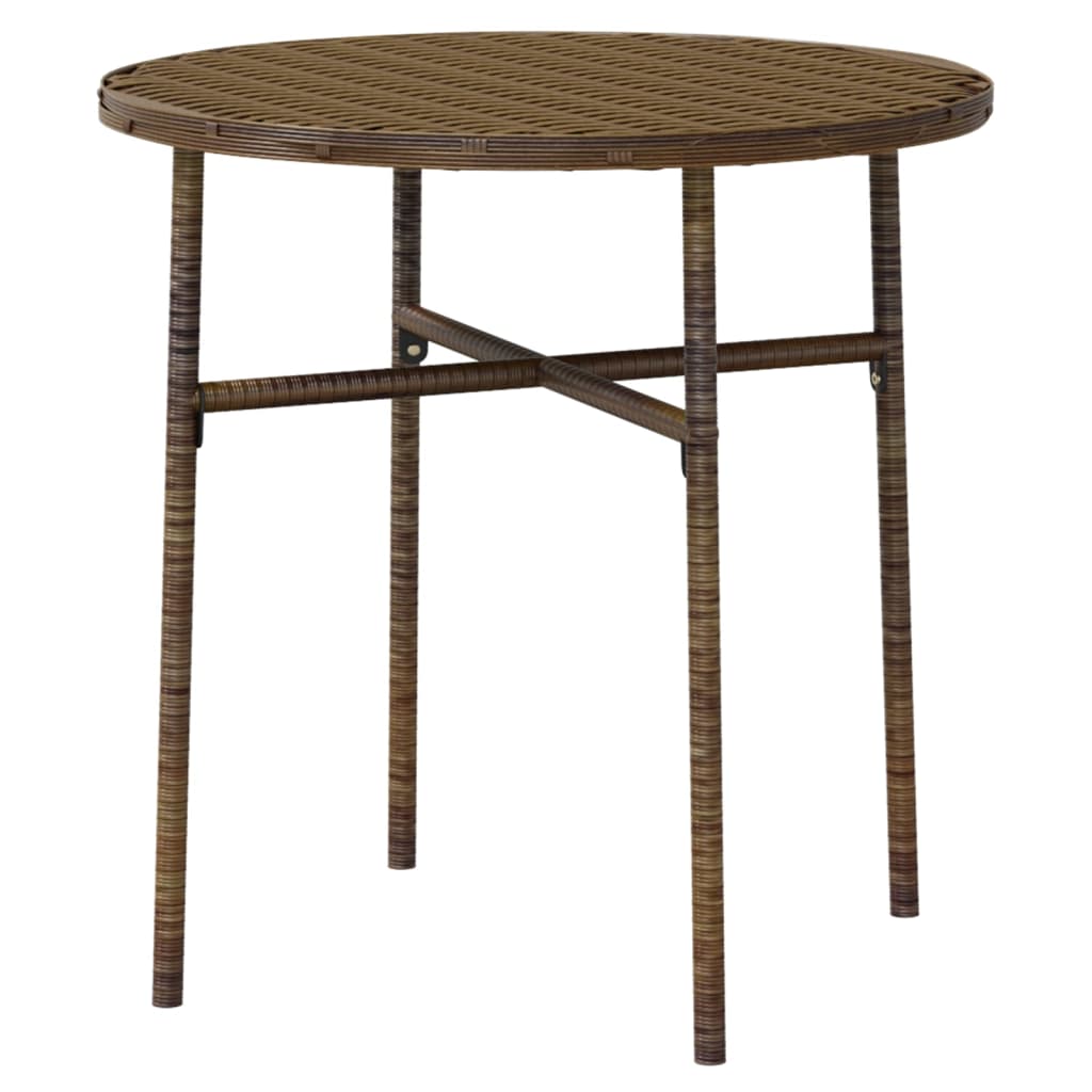 vidaXL 3 pcs conjunto de jantar para jardim vime PE castanho