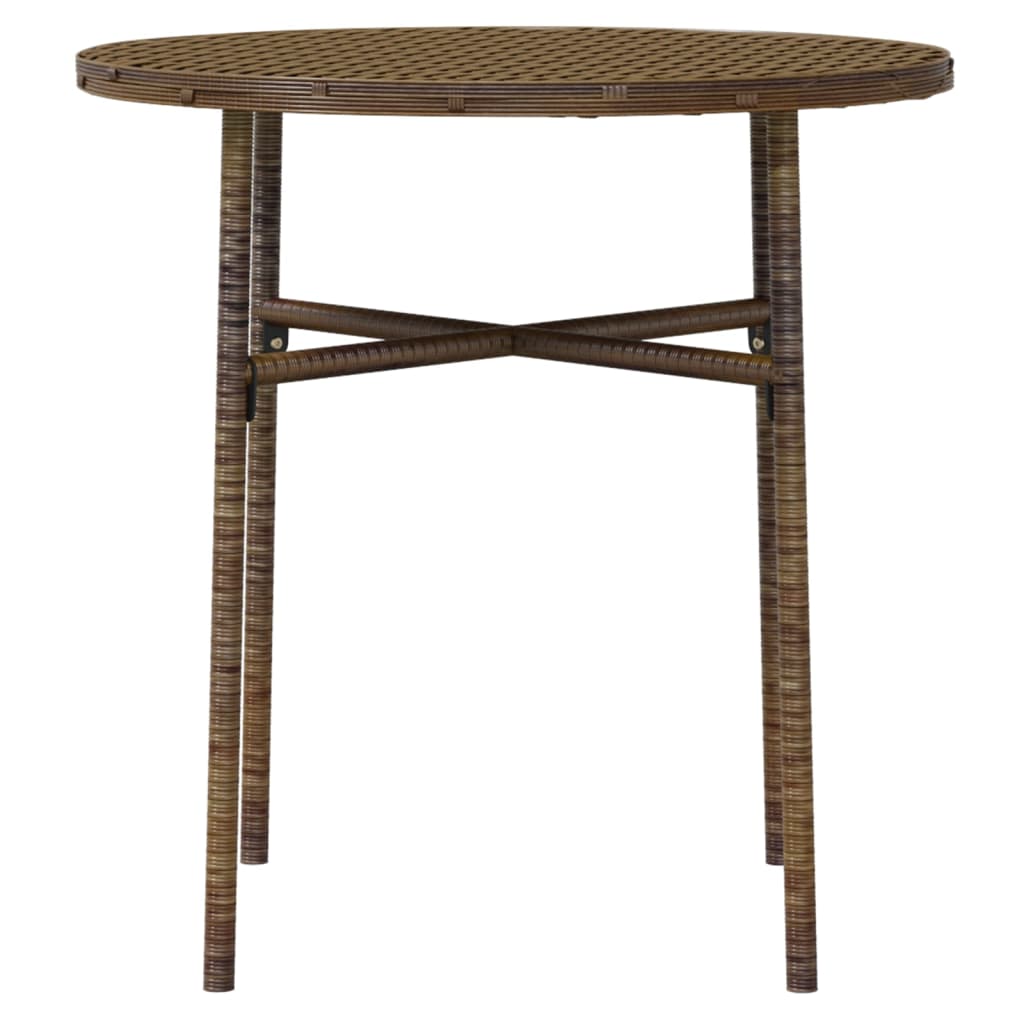 vidaXL 3 pcs conjunto de jantar para jardim vime PE castanho