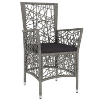 vidaXL 3 pcs conjunto de jantar para jardim vime PE cinzento