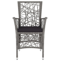 vidaXL 3 pcs conjunto de jantar para jardim vime PE cinzento