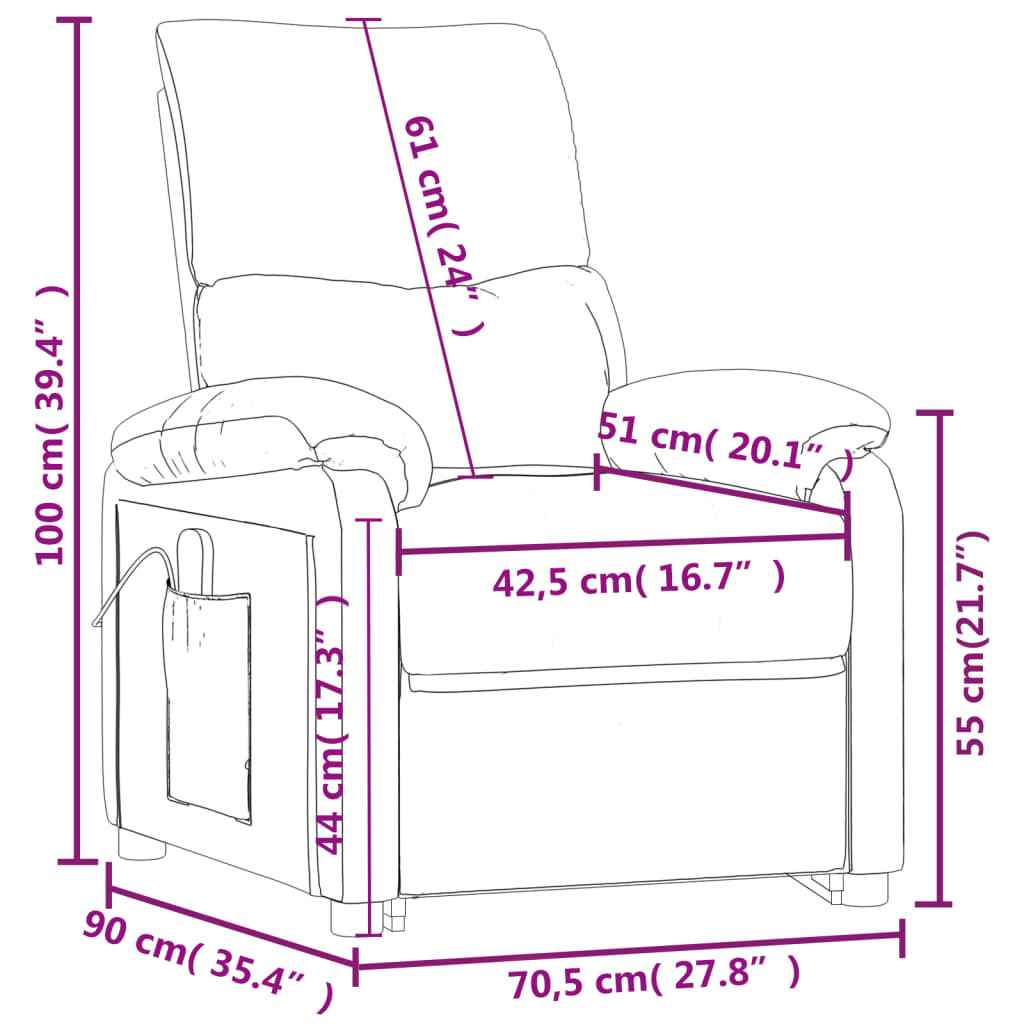 vidaXL Poltrona elétrica reclinável tecido preto
