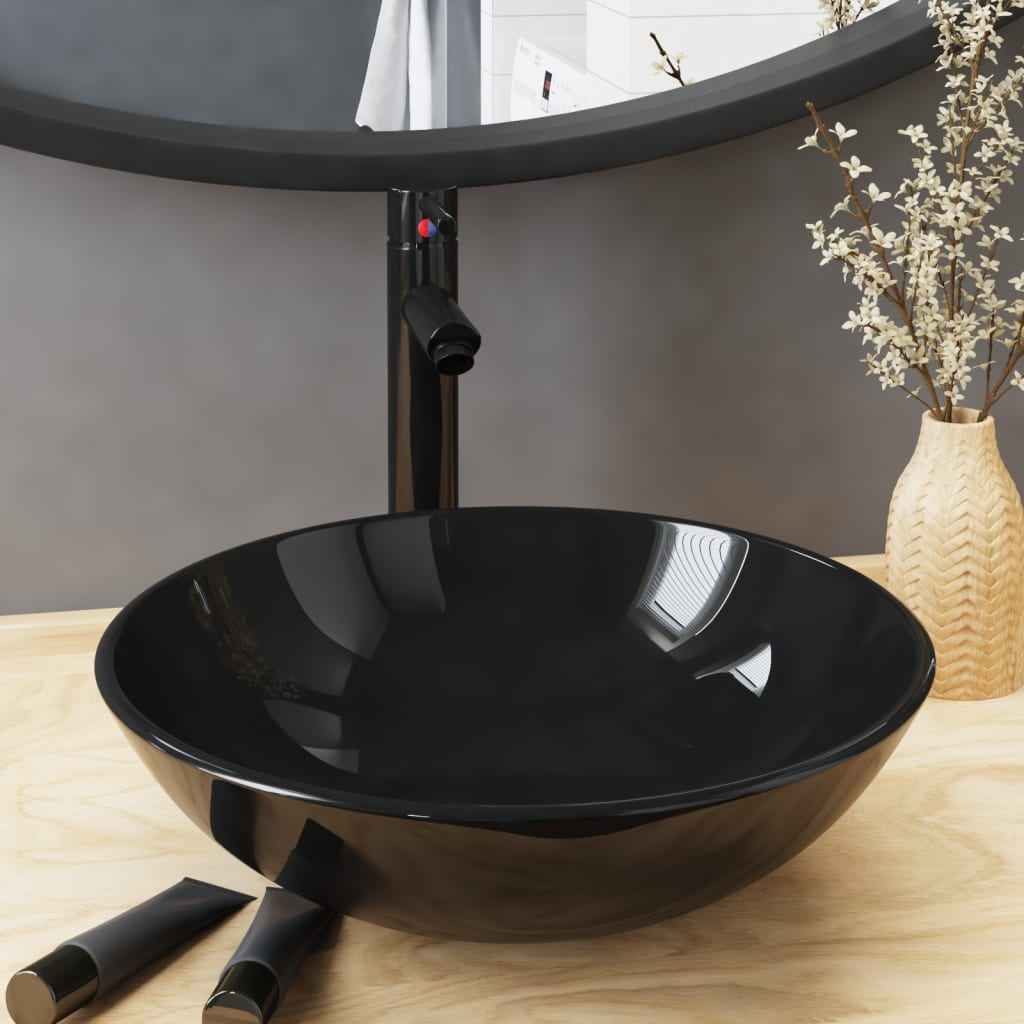 vidaXL Lavatório em vidro temperado, 42 cm, transparente