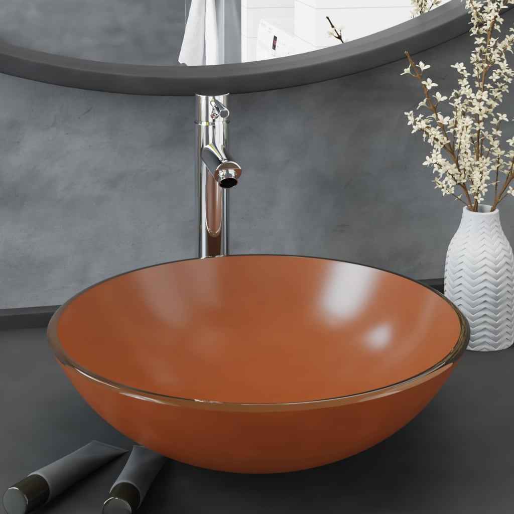 vidaXL Lavatório em vidro temperado, 42 cm, transparente