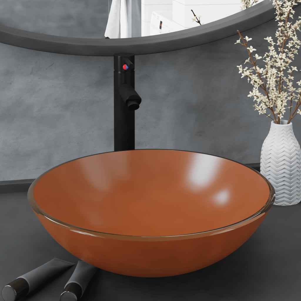 vidaXL Lavatório em vidro temperado, 42 cm, transparente