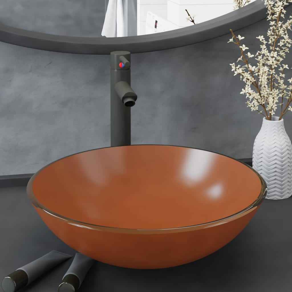 vidaXL Lavatório em vidro temperado, 42 cm, transparente