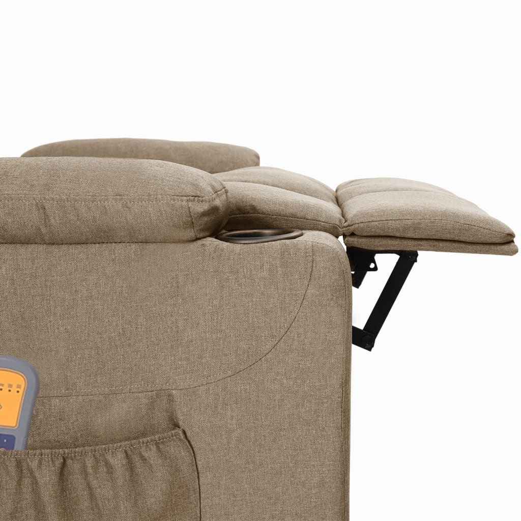 vidaXL Poltrona de massagens elétrica tecido cinzento-claro