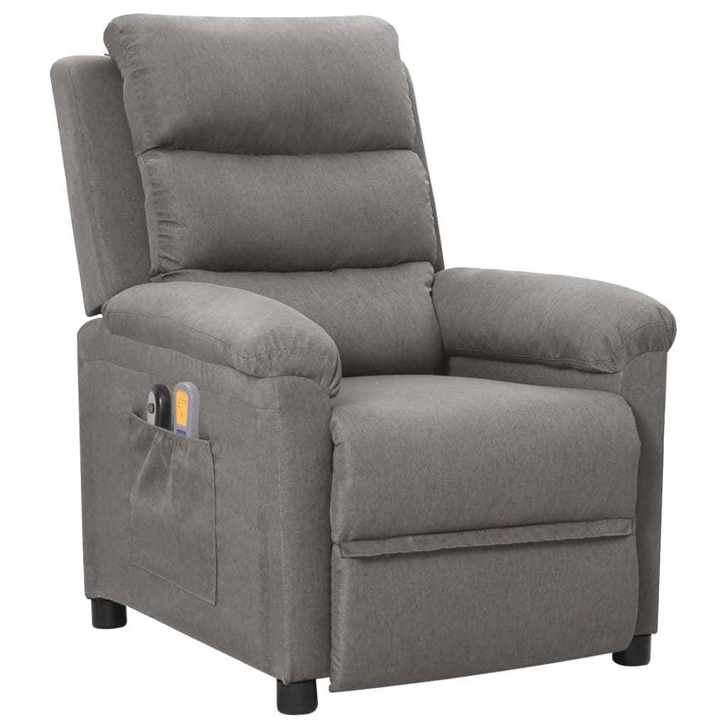 vidaXL Poltrona de massagens elétrica tecido cinzento-claro