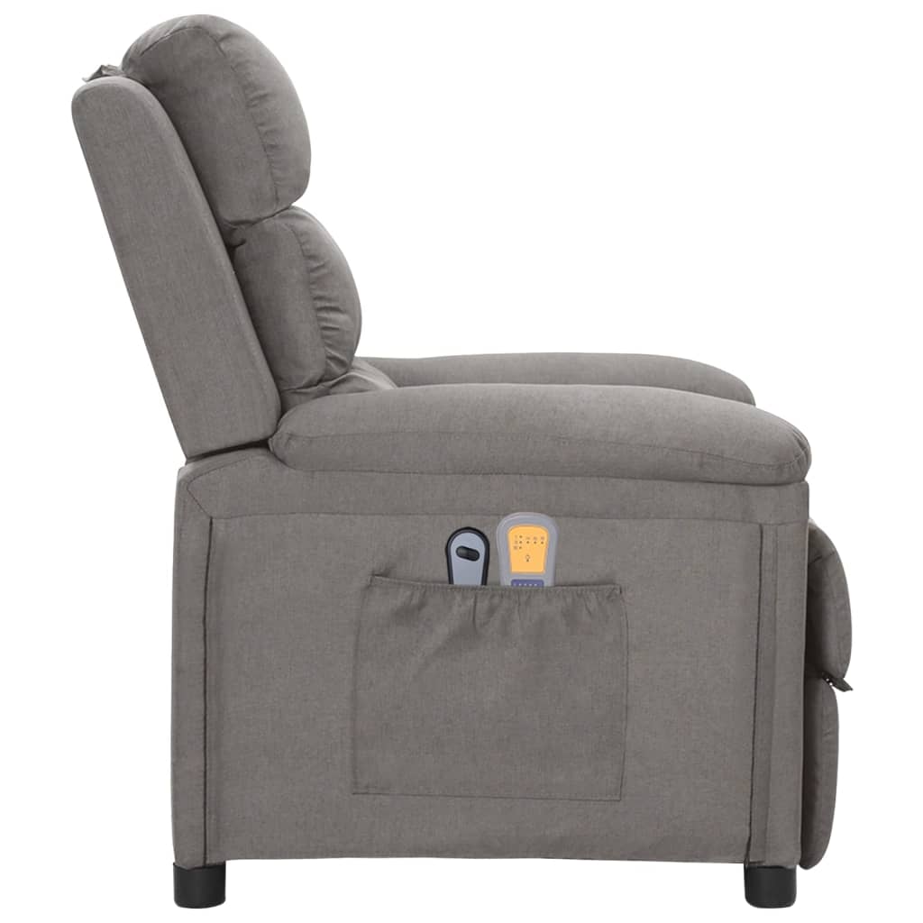 vidaXL Poltrona de massagens elétrica tecido cinza-escuro