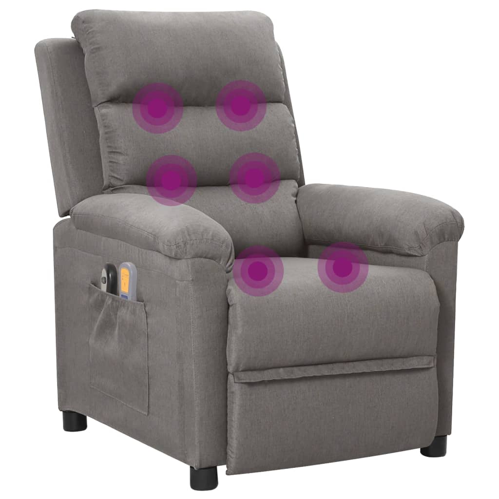 vidaXL Poltrona de massagens elétrica tecido cinza-escuro