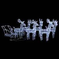 vidaXL Decoração de Natal renas/trenó 160 luzes LED 130 cm acrílico