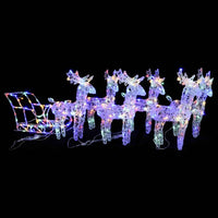 vidaXL Decoração de Natal renas/trenó 160 luzes LED 130 cm acrílico