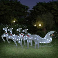 vidaXL Decoração de Natal renas/trenó de exterior 60 luzes LED dourado