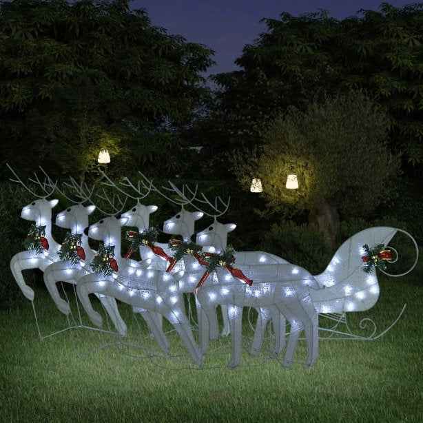 vidaXL Decoração de Natal renas/trenó de exterior 60 luzes LED dourado