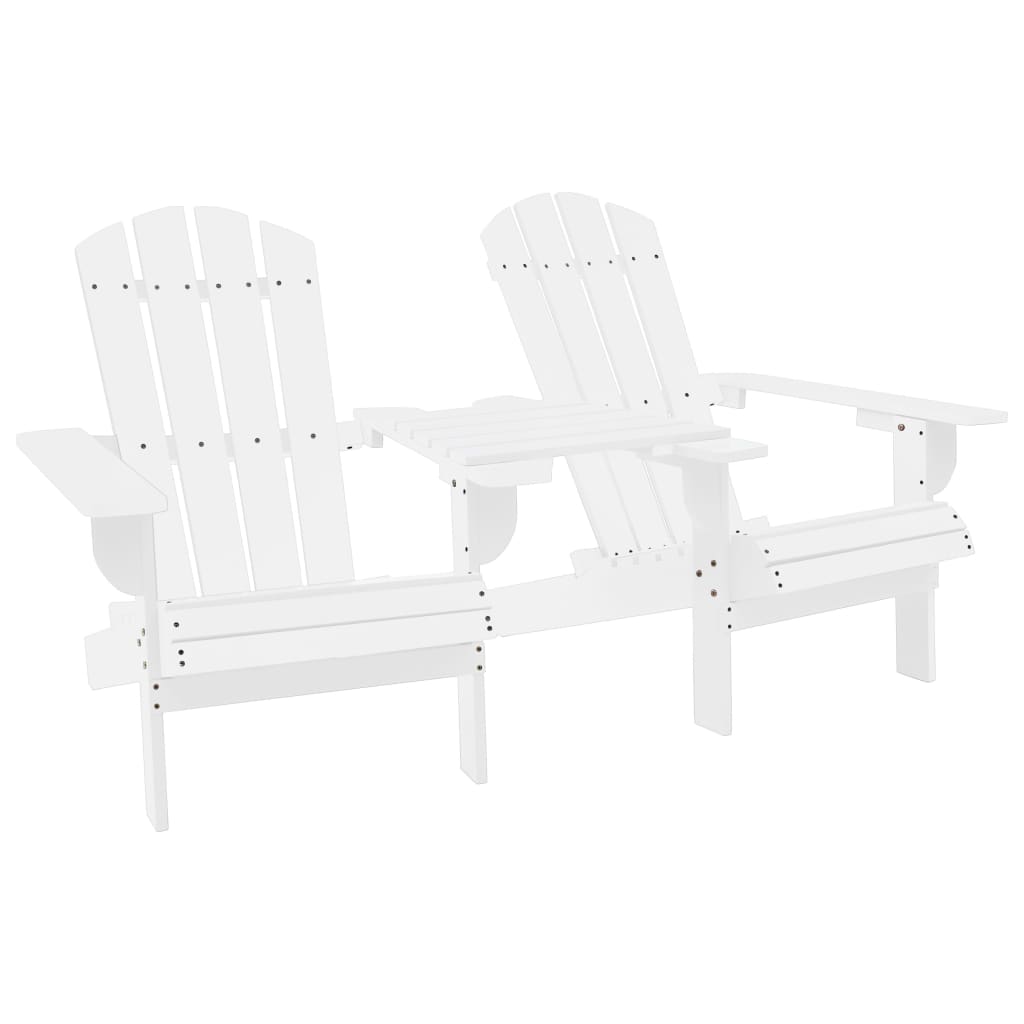 vidaXL Cadeiras jardim Adirondack + mesa centro madeira abeto branco