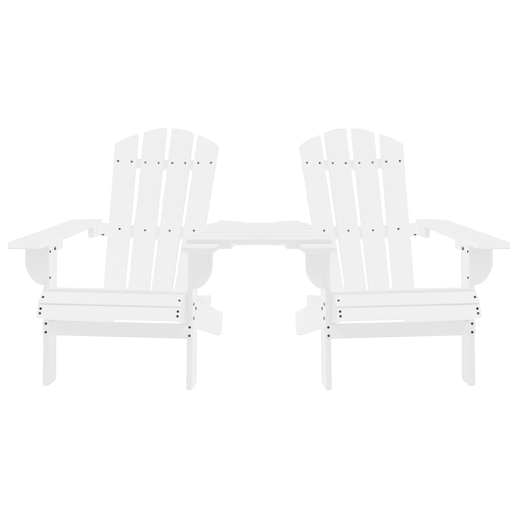 vidaXL Cadeiras jardim Adirondack + mesa centro madeira abeto branco