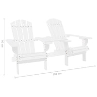 vidaXL Cadeiras jardim Adirondack + mesa centro madeira abeto branco