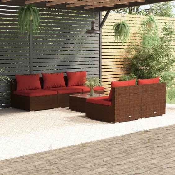 vidaXL 5 pcs conjunto lounge de jardim c/ almofadões vime PE preto