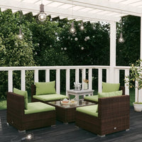 vidaXL 5 pcs conjunto lounge jardim c/ almofadões vime PE castanho