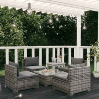 vidaXL 5 pcs conjunto lounge de jardim c/ almofadões vime PE preto