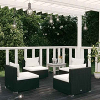 vidaXL 5 pcs conjunto lounge de jardim c/ almofadões vime PE preto