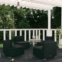 vidaXL 5 pcs conjunto lounge de jardim c/ almofadões vime PE preto
